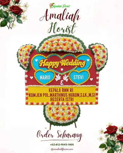 Karangan Papan Bunga Pernikahan di Ngimbrang